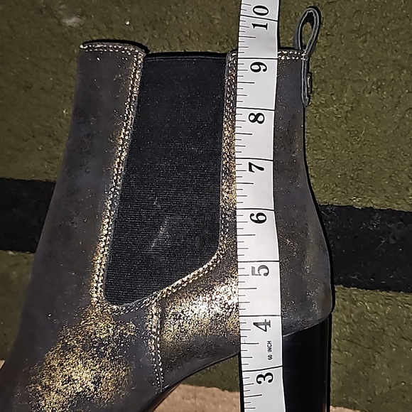 Lauren Ralph Lauren Mylah Metallic Golden Leather Booties Ankle Pull-On Sz 10 - Picture 15 of 17